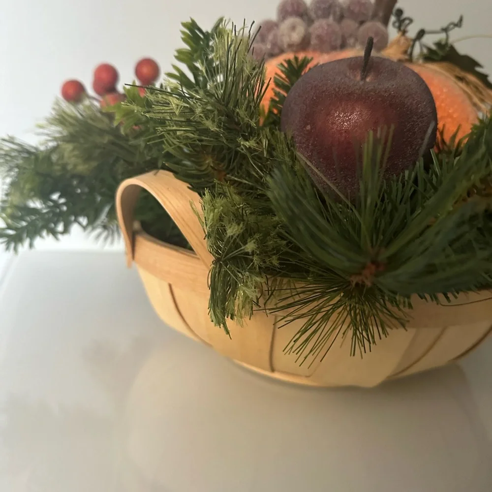 HOME DECOR FALL AUTUMN DECORATIVE FRUIT BASKET 21 x 9 inches